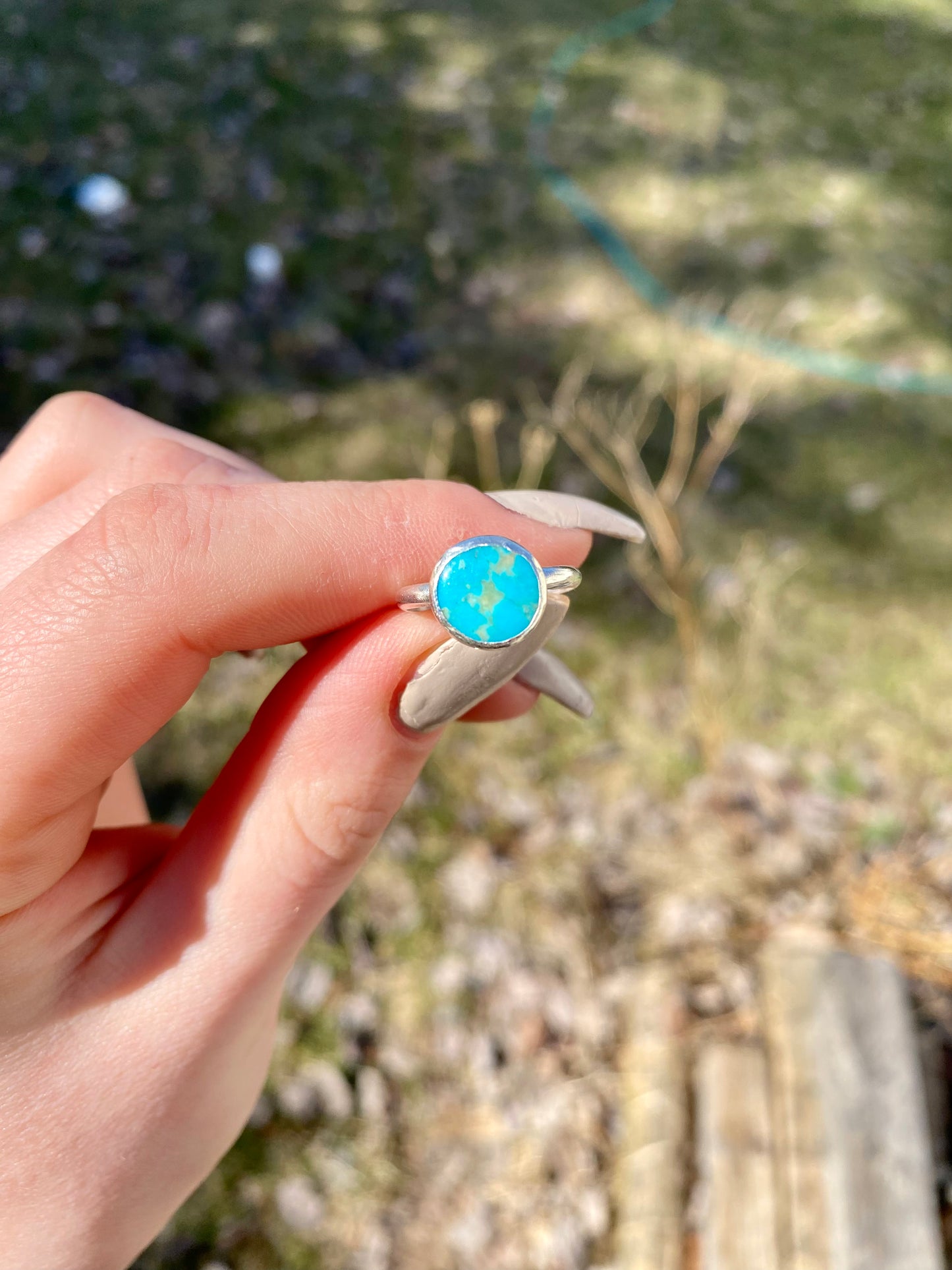 Delicate Kingman Turquoise Ring (Size 5)