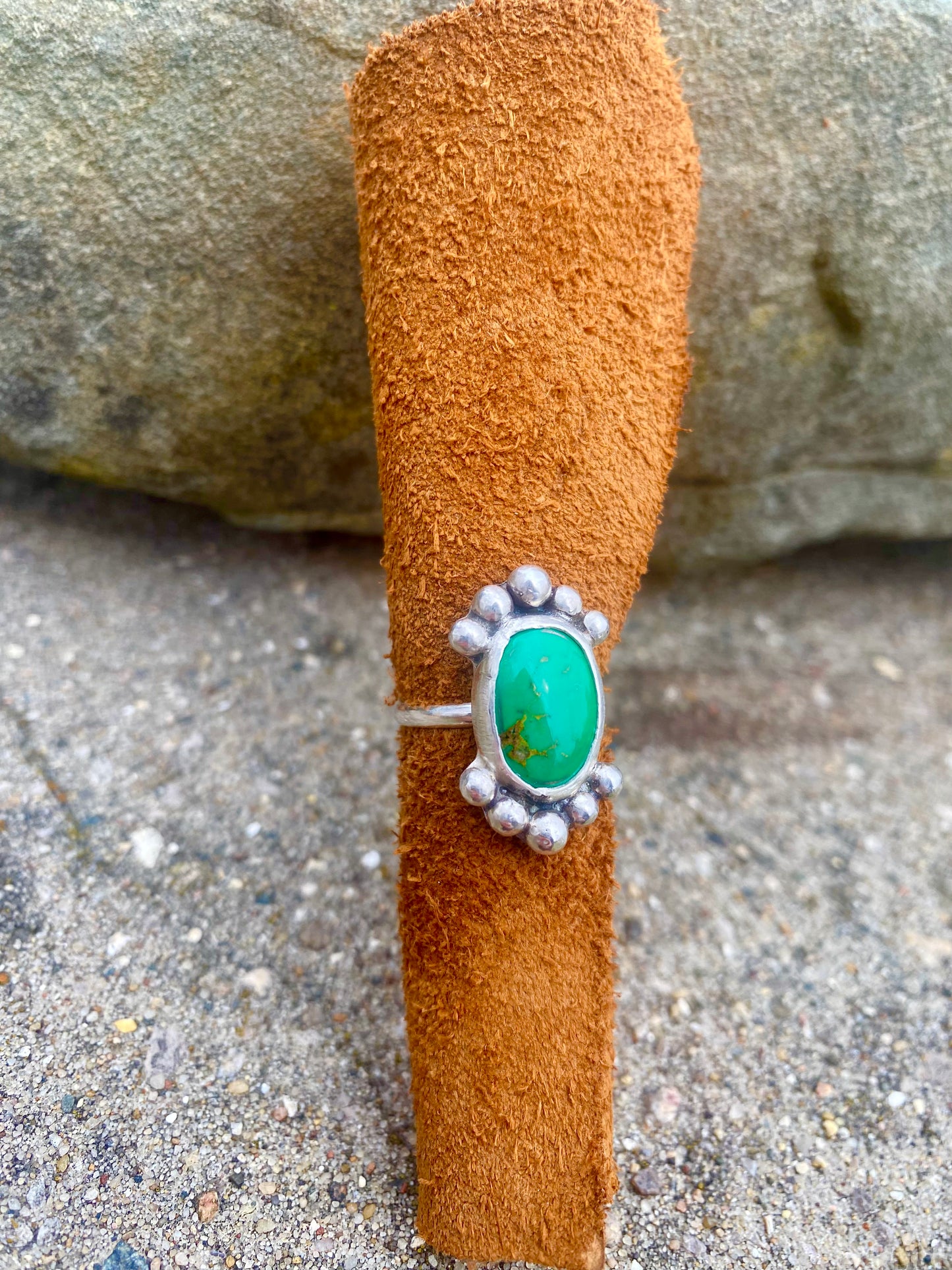 Abstract Green Mohave Ring (Size 6.5)