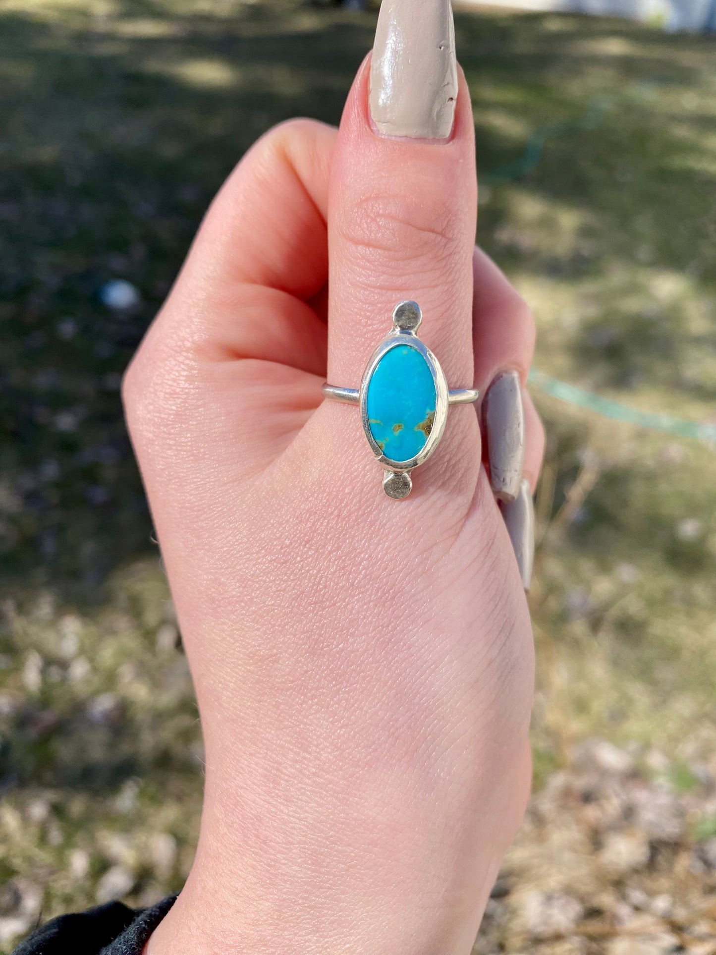 Abstract Kingman Turquoise Ring (Size 10)